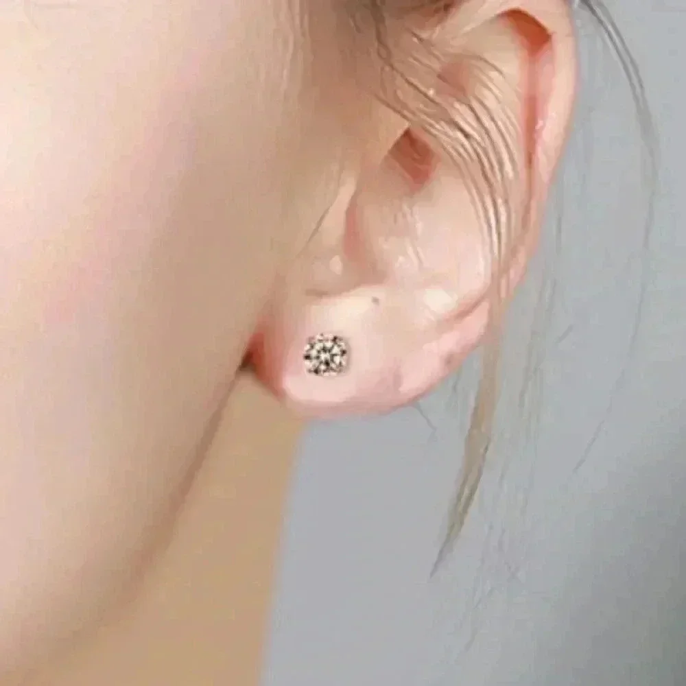 Unisex Steel Disc Back & Ball Back CZ Stud Earrings NWT